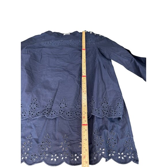 J.Crew Navy Blue Embroidered Womens Top Size 2 - Picture 6 of 9